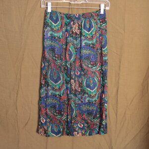 Vintage 80s Paisley Midi Skirt XS